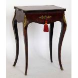 Louis XV style burr walnut table à ouvrage applied with gilt metal mounts, the hinged top