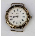 Rolex lady's wristwatch, case 2731, circa 1930, white enamel roman dial, niello case decorated