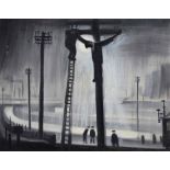 Theodore Major (1908-1999), "Crucifixion, Wigan", oil on board, unframed, 63.5 x 76cm.; 25 x 30in. *