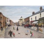 Tom Dodson (1910-1991), "The High Street, Clitheroe", signed and dated 1977, inscribed on verso, oil