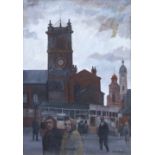 Roger Hampson (1925-1996), "St. George's Church, Bolton", signed, titled on verso, oil on canvas, 75