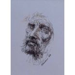 Peter Howson (1958-), Male portrait, signed and dated '08, ink and wash, 14 x 9.5cm.; 5.5 x 3.