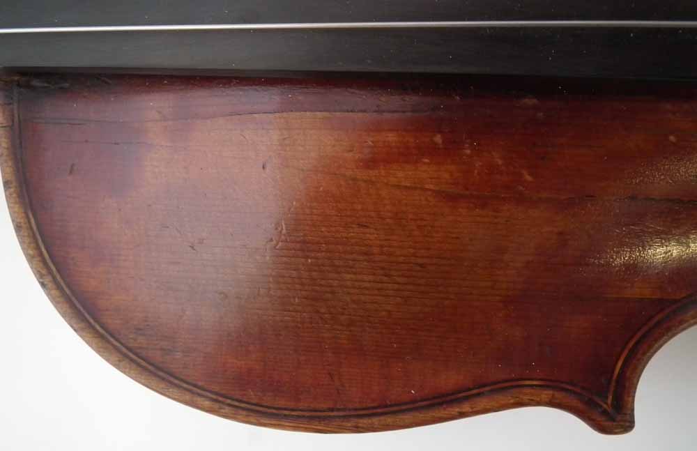 School of Albany Violin, with one piece figured back, red / brown varnish, together with a bow and a - Image 13 of 25