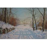 C. Bjorchlund, 20th century, Snow covered winter landscape, signed and dated '34, oil on canvas,