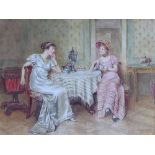 George Goodwin Kilburne (1839-1924), "Afternoon Tea", signed, watercolour and pencil, 31.5 x