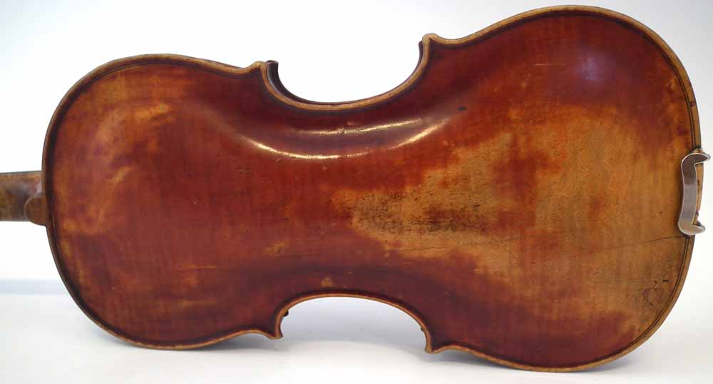 School of Albany Violin, with one piece figured back, red / brown varnish, together with a bow and a - Image 2 of 25