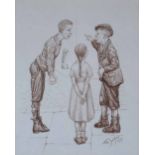 Tom Dodson (1910-1991), "The Argument", signed and dated 1979, coloured pencil, 26 x 22cm.; 10.25