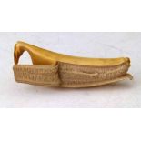 Japanese ivory carved okimono of a partly peeled banana, late Meiji period, with naturalistic
