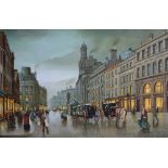 Steven Scholes (b.1952), "St. Ann's Square, Manchester", signed, titled on verso, oil on canvas,