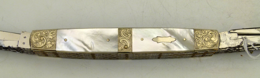 Stan Shaw exhibition pocket knife with mother-of-pearl grips,signed SS-80, fitted with eleven Wm - Image 2 of 18