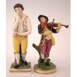 Two Derby figures circa 1800 one of Bloor period modelled as a violinist, the other Stevenson and