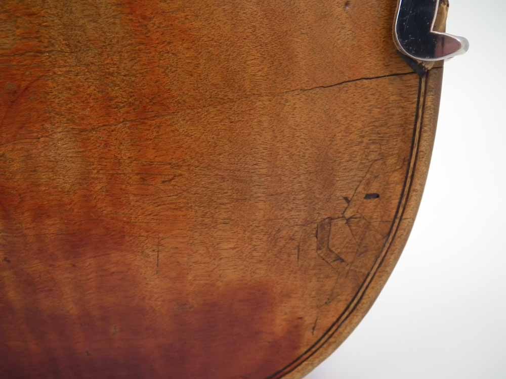 School of Albany Violin, with one piece figured back, red / brown varnish, together with a bow and a - Image 3 of 25