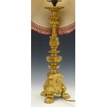 Cast gilt metal 17th century style table lamp, height 50cm