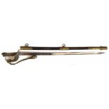 Royal Navy 1827 pattern officers sword, with lion pommel, folding hand guard, dress knot, and