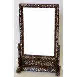 Chinese table top toilet mirror, the hardwood frame inlaid with mother-of-pearl, the rectangular