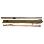 Hardy De Luxe palakona 9 ft 6inch rod serial number H9764, in three sections with spare top, with