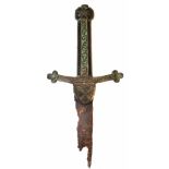 Sword hilt in excavated condition, possibly of Masonic significance with clover leaf terminals and