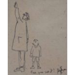 John Thompson (1924-2011), "Can You See It?", signed and titled, ink, 14 x 11cm.; 5.5 x 4.5in.