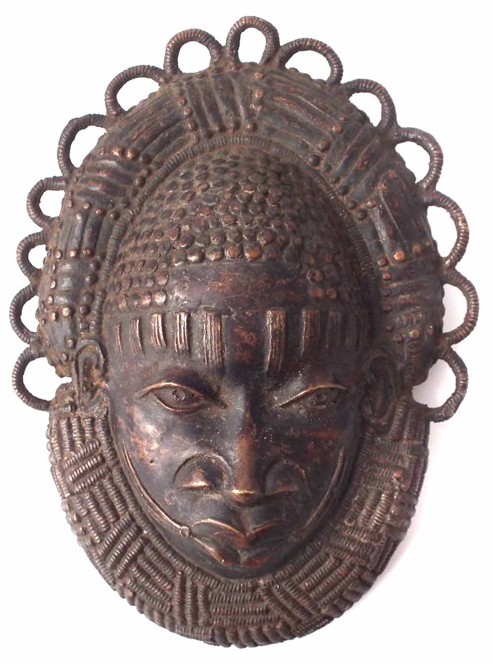 African Benin bronze mask 27cm high