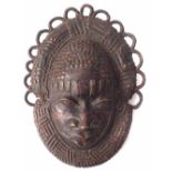 African Benin bronze mask 27cm high