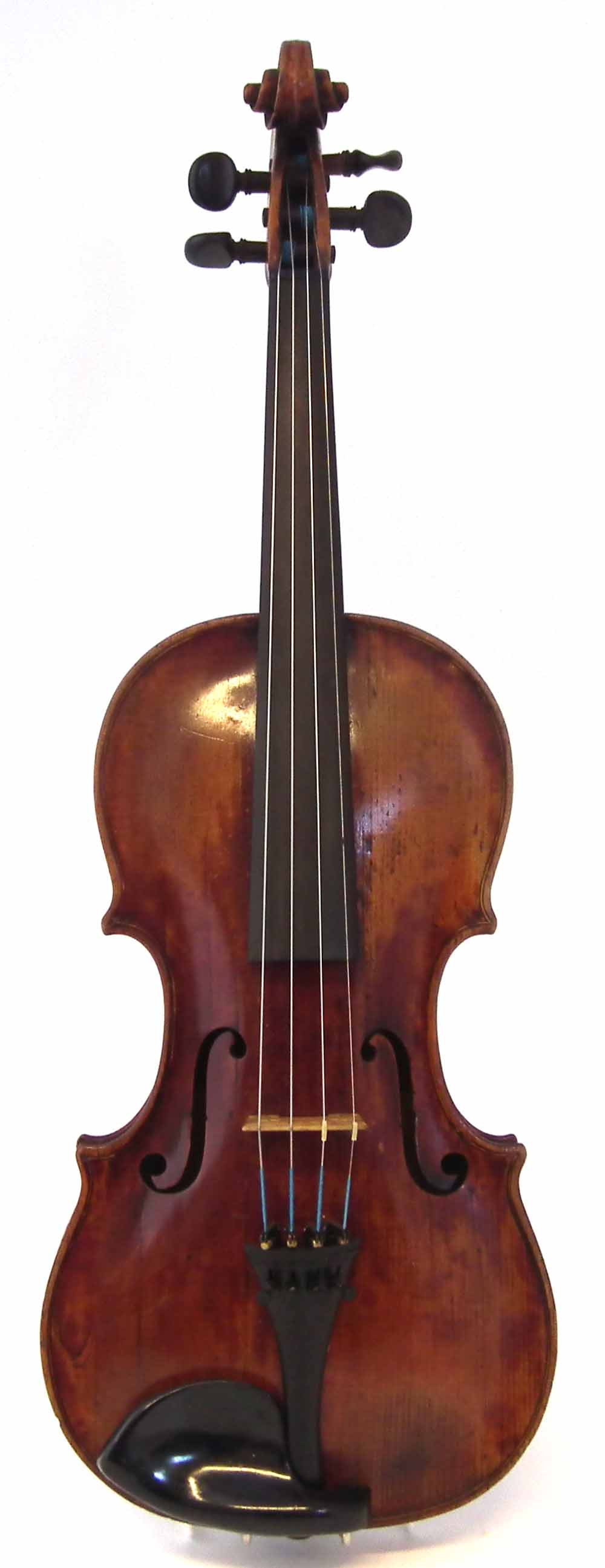 School of Albany Violin, with one piece figured back, red / brown varnish, together with a bow and a