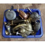 Mixed brass, copper & pewter etc Condition report: see terms and conditions