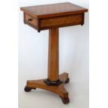 Victorian bird's eye and rosewood work table with a parquetry top , width 44cm.