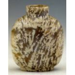 Macaroni agate snuff bottle, grey with white inclusions, overall height 6.6cm