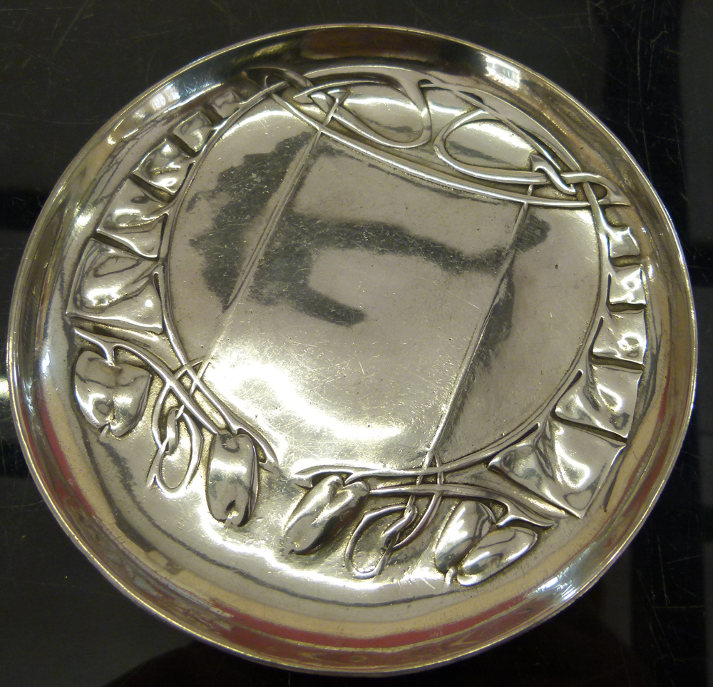 English Pewter small tray, 0231, diameter 14cm; a Tudric pewter sugar bowl, 025, after the design of - Image 5 of 6