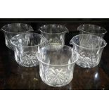 Six wine glass rinsers   with facetted sides and star cut bases, (6) 12cm diameter       Condition