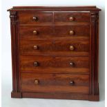 Victorian mahogany chest of five long drawers, width 123cm.