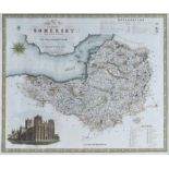 Assortment of various framed maps by C & J Greenwood to include Nottingham; Stafford; Somerset;