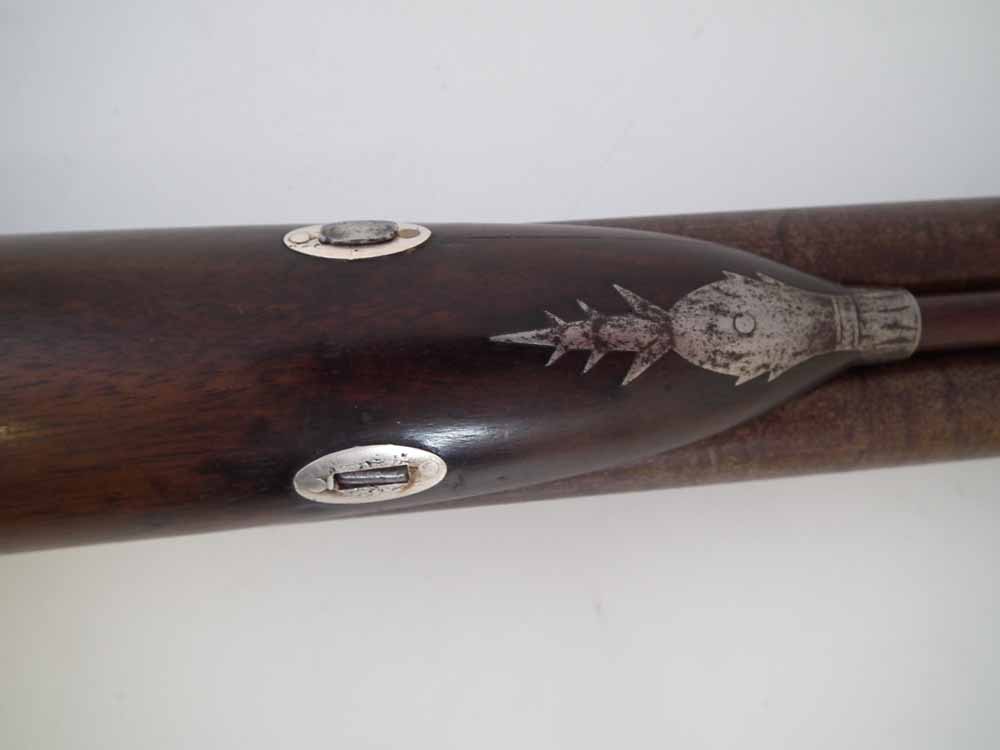 Percussion double barrel shotgun by Joseph Manton London, converted from flintlock, with Damascus 16 - Image 5 of 11