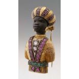 Venetian gold and ebony brooch modelled as a blackamoor, signed A. Codognato, set with brilliant-cut