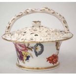 Rockingham pot pourri lidded basket circa 1830,   with encrusted and painted floral decoration, 9.