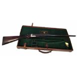 12 bore box lock ejector side by side shotgun, serial number 14181, with sleeved 28 inch barrels,