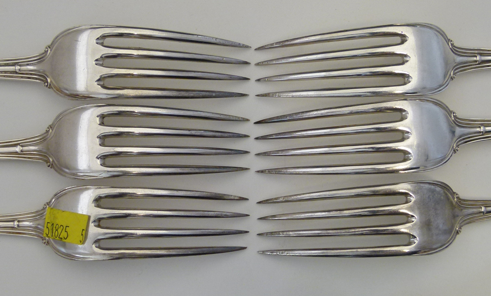 Victorian silver fiddle & thread pattern flatware of six dessert forks, six dessert spoons, six - Image 2 of 14