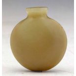 Chalcedony flattened globular snuff bottle, off white colour, height 5cm.