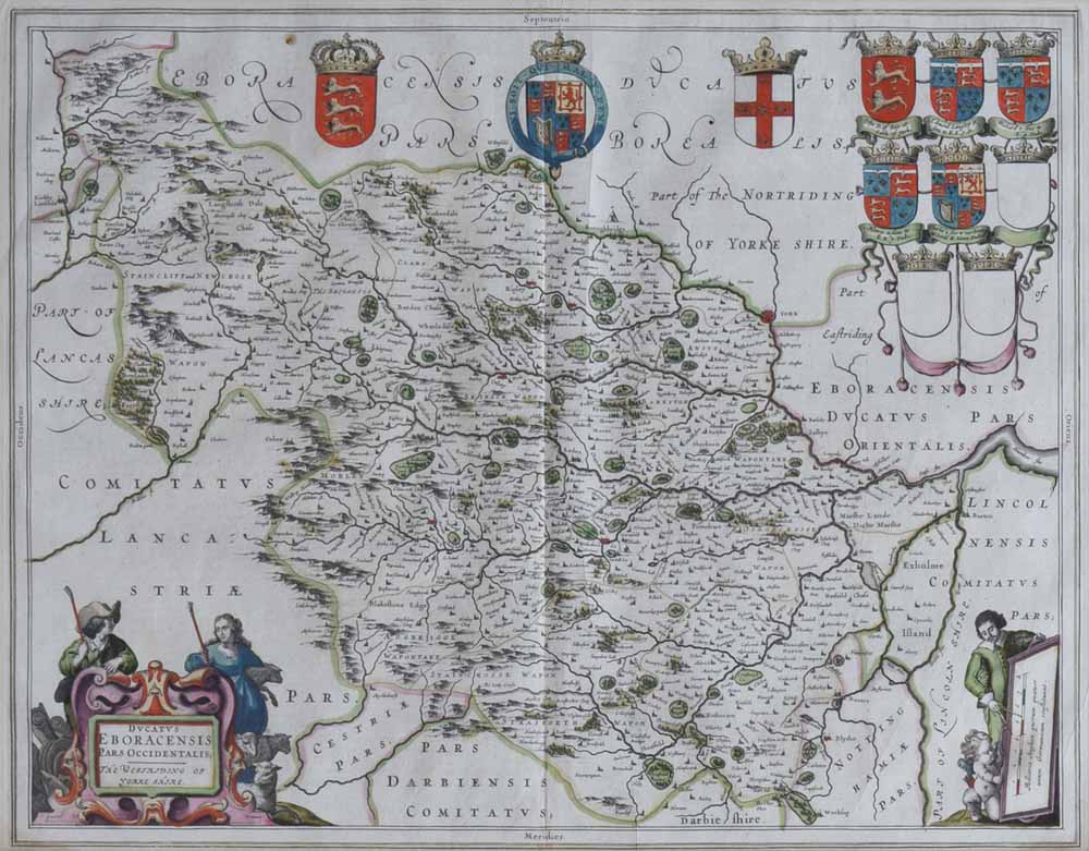 Blaeu (Joan), Map of the West Riding of Yorkshire. Ducatus Eboracensis pars Occidentalis; The West