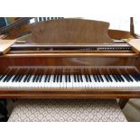 Walnut baby grand piano named Crane & Sons, iron frame, overstrung, 7.2octaves, ivory keys, two