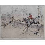 Tom Carr (1912-1977),  Five hunting scenes to include "Hold Hard - Please!"; "Gone to Ground"; "A