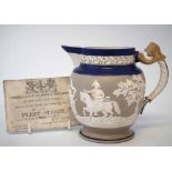 Battle of Vitoria and Wellington commemorative jug probably by Turner circa 1813,   sprig moulded