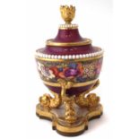 Flight Barr and Barr lidded vase circa 1820   with jewelled borders painted with floral sprays,