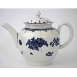 Liverpool Philip Christian teapot circa 1770, painted with a Peony and Daisy spray, within a