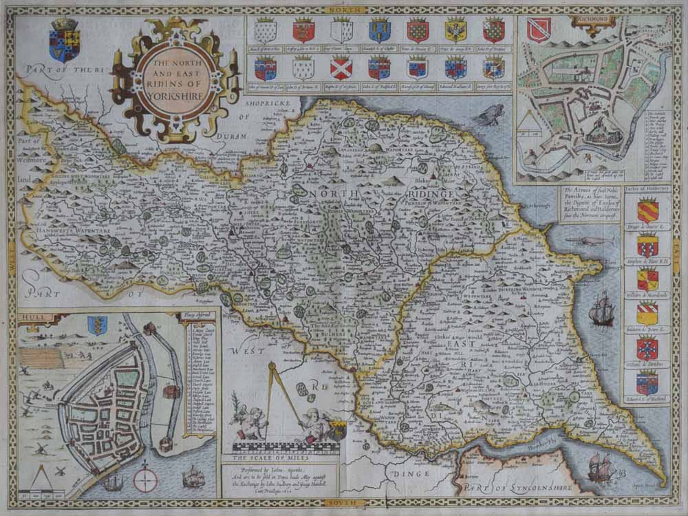 Speed (John), Map of the North and East Ridins of Yorkshire, with inset plans of Hull and Richmond