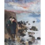 Sue Atkinson (1949-),  "Lovers at Runswick Bay", signed, watercolour, 40 x 33cm.; 15.75 x 13in.