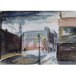 William Turner F.R.S.A., R.Cam.A. (1920-2013),  Street scene with figures, signed and dated 1952,