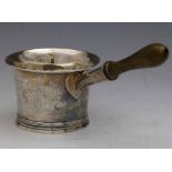 Victorian silver brandy pan with a turned wood handle, J&J Angel, London 1861, diameter 9.5cm, 5oz