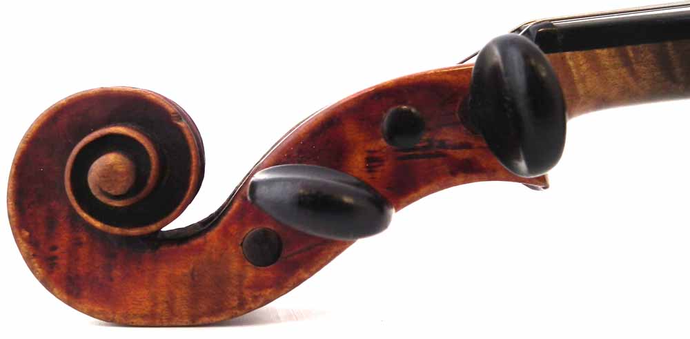 School of Albany Violin,   with one piece figured back, red / brown varnish, together with a bow and - Image 7 of 25