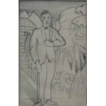 Harry Epworth Allen RBA (1894-1958),  "Man in Concert Dress", pencil, 16.5 x 11cm.; 6.5 x 4.
